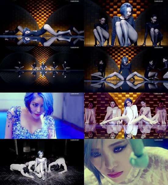 아찔한 쩍벌 가인의 신곡 파라다이스 로스트 뮤직비디오. /가인 뮤직비디오 영상 캡처