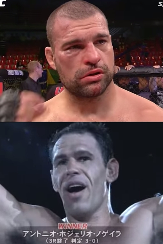 다시 붙자! UFC는 마우리시오 쇼군(위쪽)과 안토니오 호제리오 노게이라가 8월 1일 UFC 190에서 라이트 헤비급 매치를 벌인다고 발표했다. / SPOTV·유튜브 영상 캡처