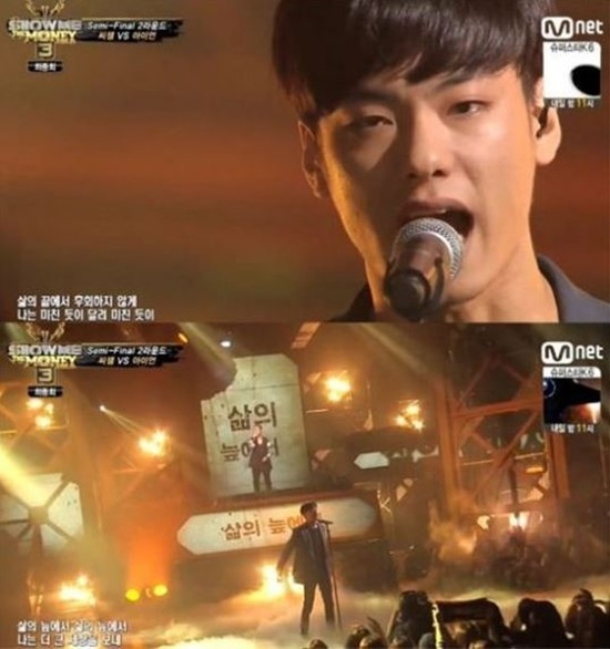 안 나갔으면 큰일났죠 아이언은 쇼미더머니3에 출연한 걸 다행이라고 얘기하며 성장하게 된 계기라고 설명했다. / Mnet 쇼미더머니3 캡처