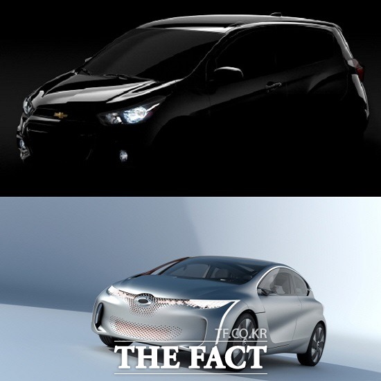 한국지엠은 자사 대표 경차 스파크의 4세대 모델(위쪽)을, 르노삼성은 100여가지 혁신 기술이 집약된 콘셉트카 이오랩을 공개한다. / 한국지엠, 르노삼성 제공