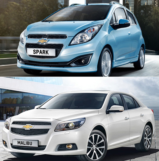 신형 스파크 vs 신형 말리부 신형 스파크와 신형 말리부가 공개됐다. 쉐보레는 신형 스파크와 신형 말리부를 잇따라 공개했다. /쉐보레 홈페이지 갈무리