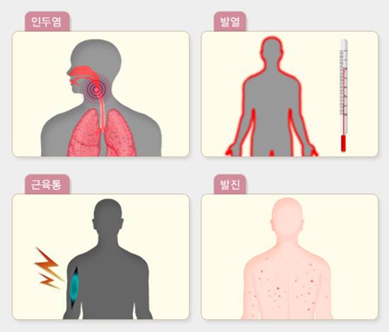 수막구균성 수막염의 증상은 인두염 발열 근육통 발진에서 시작된다. / 국가건강정보 포털
