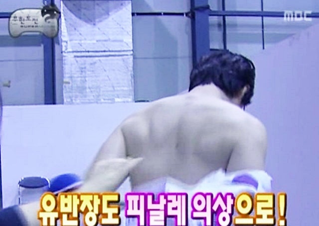 무한도전 유재석, 근육질 몸매 보니 헉 무한도전에 출연하는 유재석의 근육질 몸매에 누리꾼들의 이목이 쏠리고 있다./ 무한도전 방송 화면 캡처