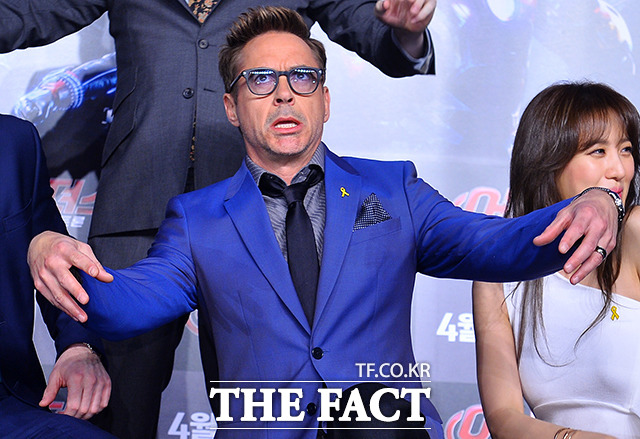 3번째 내한, 이제는 여유롭지~ 로버트 다우니 주니어가 익살스러운 표정으로 웃음을 자아냈다./김슬기 기자