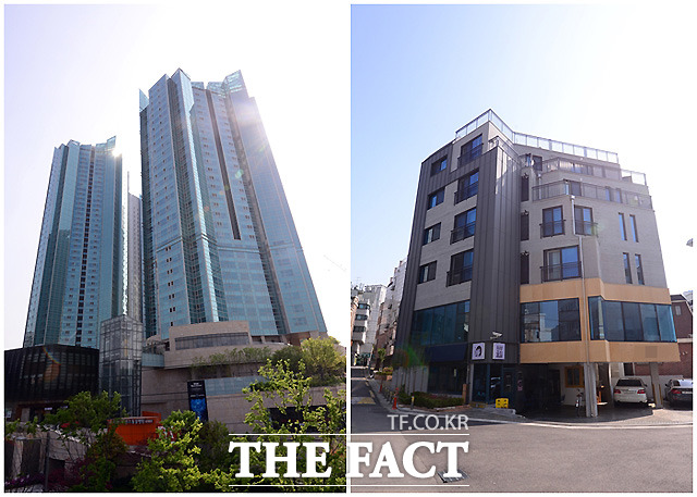 손호영이 사는 아파트(왼쪽)와 황보미의 집은 서울 마포구 합정동과 상암동으로 15분 거리다. /남윤호 기자