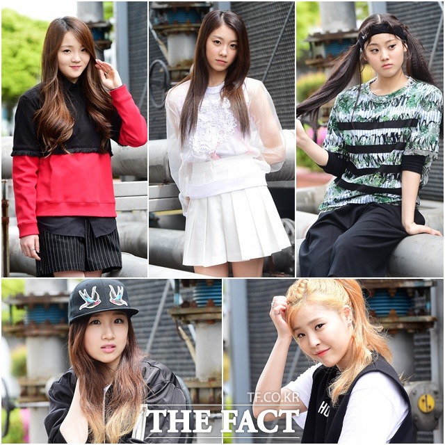 막내 천재인은 1999년생. 디아크 멤버 정유진 한라 천재인 전민주 유나킴(왼쪽 위부터 시계방향으로)은 5인 5색 매력으로 음악팬들을 사로잡고 있다. /배정한 기자