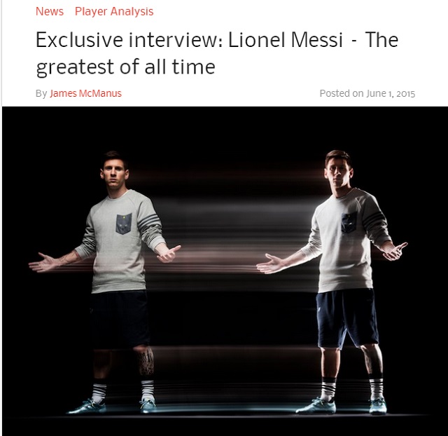 골보단 우승! 리오넬 메시가 2일 스쿼카와 인터뷰에서 팀의 우승을 자신의 목표로 꼽았다. / 영국 스쿼카 홈페이지 캡처