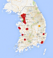  용인 메르스, 성남 메르스, 남양주 메르스… 메르스 지도에도 빨간점