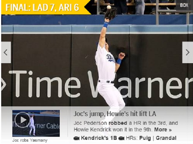 켄드릭 끝내기! LA 다저스가 11일 열린 애리조나 다이아몬드백스와 홈 경기에서 7-6으로 이겼다. / MLB.com 캡처