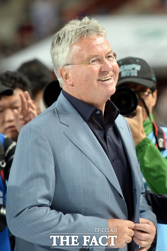 이 미소 다시 볼 수 있을까 히딩크 감독이 지난 2013년 10월 13일 서울월드컵경기장에서 열린 한국과 브라질 국가 대표팀의 평가전에 참석했다. / 임영무 기자