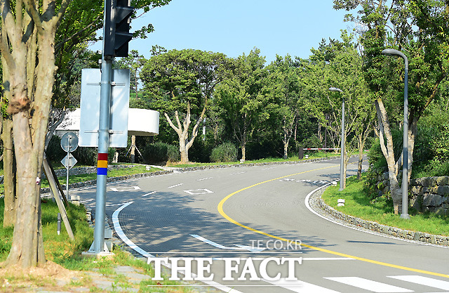 사우스케이프 정문 진입로 초입. 신혼여행지 일정 또한 사전에 워낙 극비로 진행해 두 사람의 움직임을 감지하기는 쉽지 않았다. /배정한 기자