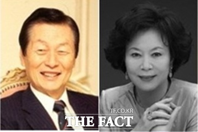 신격호 롯데그룹 총괄회장(왼쪽)과 신영자 롯데복지장학재단 이사장. /더팩트DB