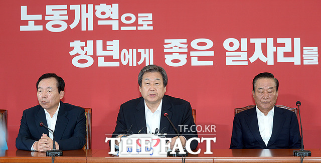 국민연금 주주권 행사 철회? 사실과 달라 김무성(가운데) 새누리당 대표는 12일 국회에서 열린 최고중진연석회의에서 농축수산물은 김영란법에서 제외해야 한다는 발언을 한 적 없다라고 강조했다./임영무 기자