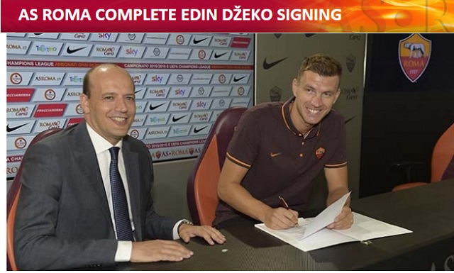 제코 로마행! AS 로마가 13일 에딘 제코 영입 사실을 알렸다. / AS 로마 홈페이지 캡처