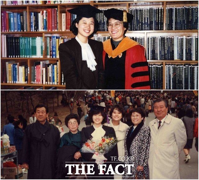 이화여자대학교 졸업 당시 학사모를 쓴 서 의원과 가족들. /서영교 의원실 제공