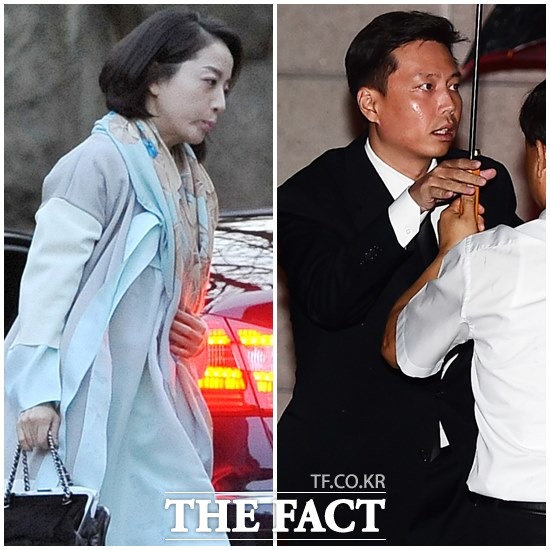 정대선 현대비엔스앤씨 대표이사가 16일 오후 7시 변중석 여사의 8주기 제사가 열리는 정몽구 회장의 한남동 자택에 들어서고 있다. 반면 정대선 대표의 아내 노현정(왼쪽) 전 KBS 아나운서는 올해도 정주영 현대그룹 명예회장과 변중석 여사의 제사에 모두 불참했다. /더팩트DB, 한남동=배정한 기자