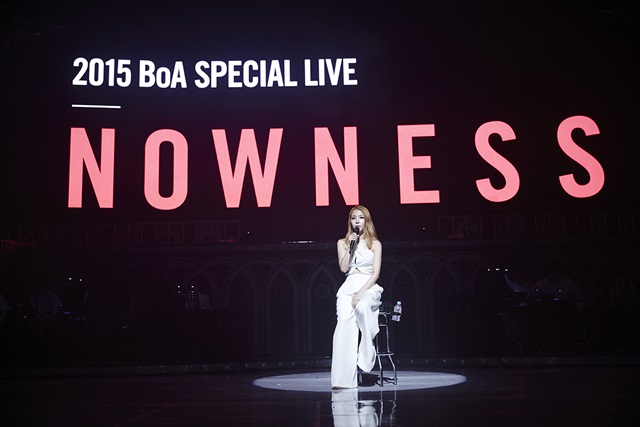 보아가 데뷔 15주년을 기념하는 콘서트 나우네스를 열었다. 나우네스는 데뷔 15주년을 맞은 보아의 현재를 나타낸다는 의미를 담고 있다. /SM엔터테인먼트 제공