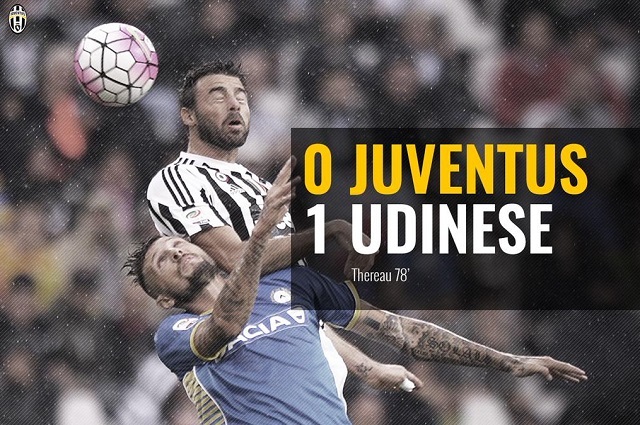 불안한 출발. 유벤투스가 24일 열린 2015~2016시즌 이탈리아 세리에 A 우디네세전에서 0-1로 패하며 창단 이후 118년 만에 홈 개막전에서 졌다. / 유벤투스 트위터 캡처