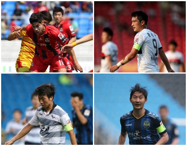 중원의 미친 존재감! 몰리나, 황지수, 이천수, 김두현(왼쪽 위부터 시계방향)이 빼어난 활약으로 소속팀의 선전을 이끌고 있다.