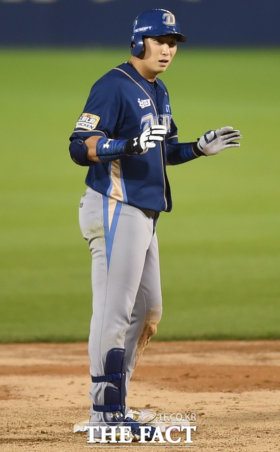 나성범 선제 타점 NC 나성범이 21일 열리고 있는 두산과 플레이오프 3차전에서 1회초 희생 뜬공으로 선제 타점을 올렸다. / 더팩트 DB