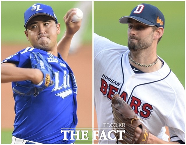장원삼 vs 니퍼트! 삼성 장원삼(왼쪽)과 두산 니퍼트가 27일 열리는 한국시리즈 2차전 선발로 등판한다. / 최용민 기자