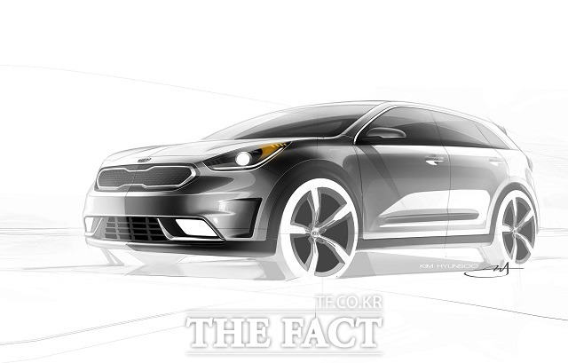 16일 기아자동차는 내년 상반기 출시를 앞둔 국내 최초 하이브리드 소형 스포츠유틸리티차량(SUV) 니로(NIRO)의 렌더링을 공개했다. / 기아자동차 제공