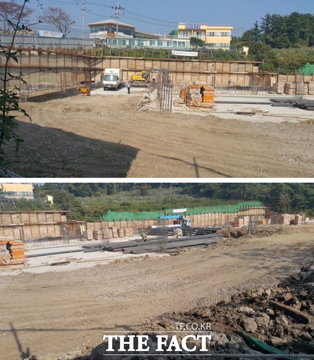 호텔 더본 공사는 지난달 말 기준 바닥기초공사 중인 것으로 확인됐다. /블로거 제주와니 제공