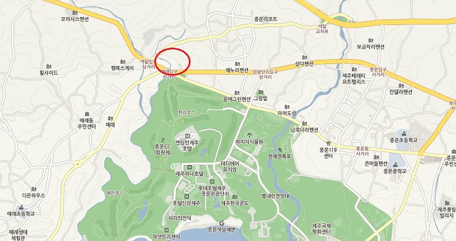 호텔 더본이 들어서는 위치는 중문관관단지 인근인 서귀포시 색달동 2132번지 일대다. /네이버 캡처