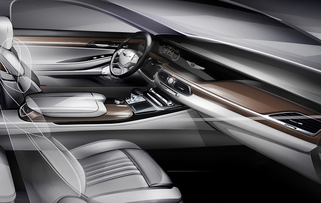 현대차는 23일 EQ900의 주요 사양 및 내장 렌더링을 최초로 공개하고 이날부터 전국 840여 개 판매 대림점에서 사전계약을 시행했다. / 현대자동차 제공