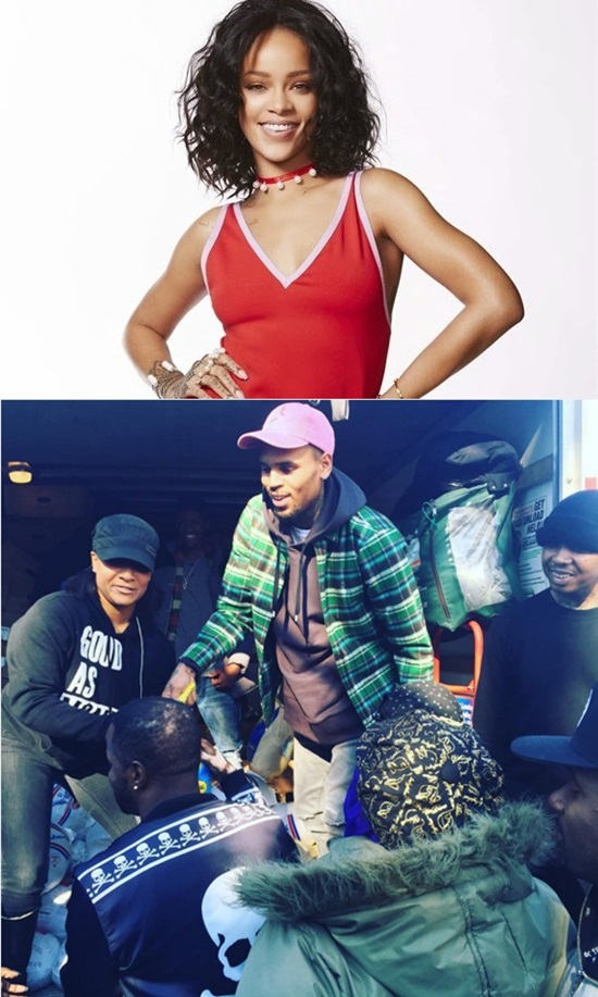 리한나-크리스 브라운, 재결합 가능성? 가수 리한나(위)가 크리스 브라운과 과거를 그리워한다는 보도가 나왔다. /리한나 인스타그램, 크리스 브라운 인스타그램