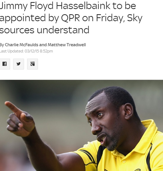 윤석영, 또 다른 기회? QPR이 하셀바잉크 버튼 감독을 새로운 사령탑으로 내정했다고 4일 스카이스포츠가 보도했다. / 스카이스포츠 홈페이지 캡처