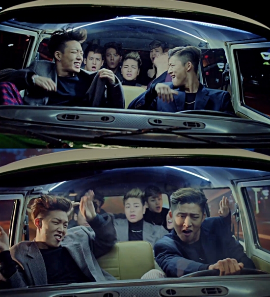 덤앤더머 뮤직비디오에서 코믹 연기를 보여준 아이콘. 덤앤더머는 신나는 멜로디와 가사가 인상적이다. /아이콘 덤앤더머 뮤직비디오 캡처