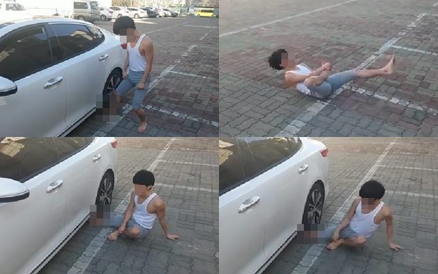 7일 SNS 스타 신 모씨는 자신의 신체가 차에 깔리는 영상을 페이스북에 공개했다. /페이스북 영상 캡처