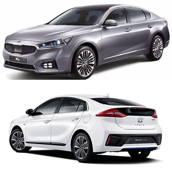 2년 연속으로 내수 점유율 70%를 넘지 못한 현대기아차는 병신년 벽두부터 아이오닉(아래)과 올뉴 K7을 선보이며 자존심 회복에 나선다. /현대기아차 제공