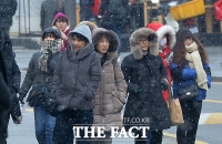 [TF포토] 눈발 날리는 서울, '발걸음 재촉하는 시민들'
