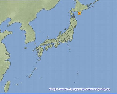 일본 훗카이도 앞바다에서 규모 6.7의 지진이 14일 오후 12시29분쯤 발생했다. / 일본기상청