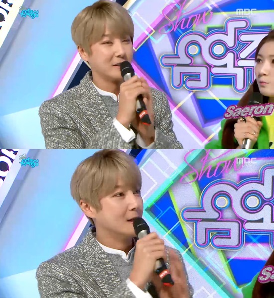 컴백 소감을 말하는 신혜성. 가수 신혜성이 16일 오후 쇼! 음악중심에 출연해 무대에 앞서 인터뷰를 하고 있다. /MBC캡처