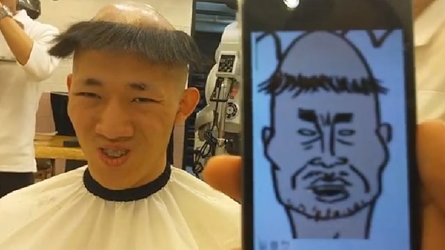 SNS 스타 신태일 씨는 일명 일출컷 헤어스타일 공약을 지켰다. /유튜브 영상 캡처