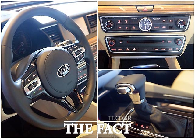 올 뉴 K7은 센터페시아의 디스플레이 영역과 컨트롤 영역을 서로 분리하고 컨트롤 영역 내의 공조와 멀티미디어 스위치는 상하로 구분해 배치함으로써 시인성과 편의성을 강화하는 한편, 조작 빈도가 높은 주행 관련 스위치는 변속기 손잡이 주변의 플로어 콘솔에 배치하는 등 다양한 인간 공학적 설계를 적용했다.