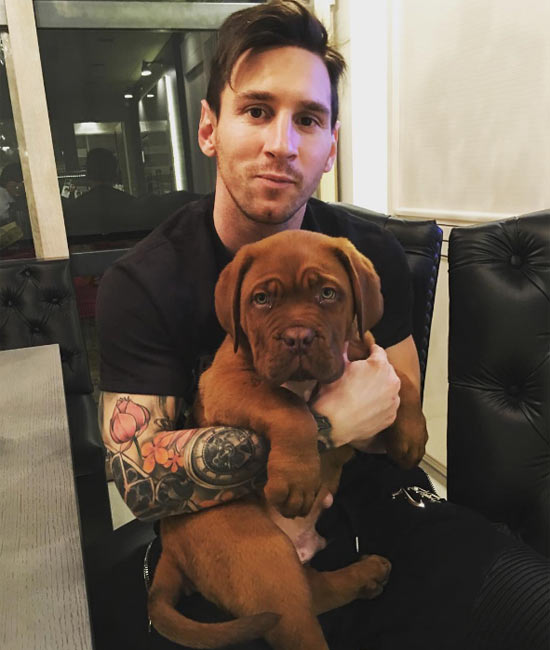 개와 함께한 축구황제 리오넬 메시가 27일 인스타그램에 개를 안고 있는 사진을 올렸다. / 메시 인스타그램