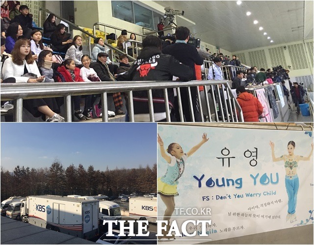 지금은 유영시대! 유영일 제97회 전국동계체육대회 경기도 대표로 출전한 초등부 피겨스케이팅 쇼트프로그램이 열린 3일 탄천종합운동장 빙상장엔 방송 중계차부터 수많은 취재진과 팬들이 몰렸다. / 탄천종합운동장 = 이성노 기자