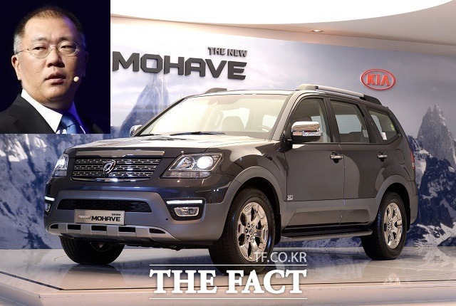 기아자동차가 16일 서울 강남구 국내영업본부 사옥에서 자사 플래그십 스포츠유틸리티차량(SUV) 모하비의 풀체인지 모델 더 뉴 모하비의 사진영상발표회를 진행했다. / 기아자동차 제공