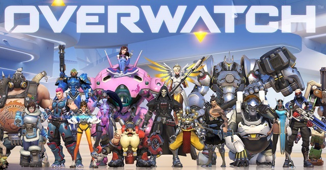 오버워치의 21명의 캐릭터가 한 자리에 모인 가운데 한국 캐릭터 디바가 핑크색 로봇 위에서 브이(V)자를 하고 있다. /오버워치 홈페이지 캡처