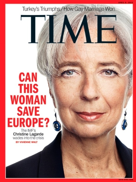IMF는 19일 워싱턴D.C. 본부에서 집행이사회를 열어 크리스틴 라가르드 총재의 연임을 확정했다고 발표했다. /타임지 커버 표지 캡처