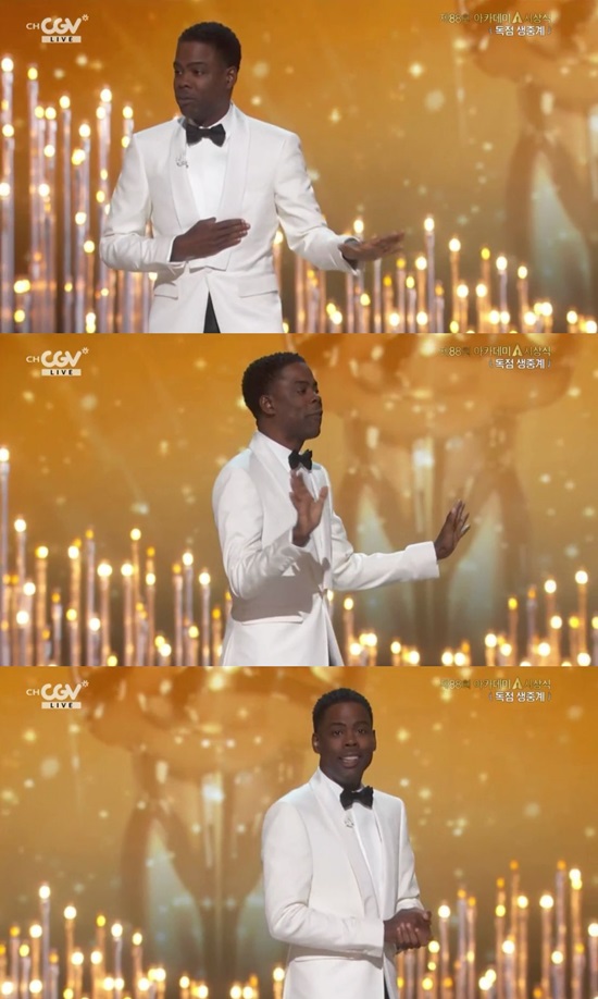 크리스 록, 오스카상 인종 논란 비판. 배우 크리스 록이 제88회 아카데미 시상식에서 인종 차별 논란을 언급했다. /아카데미 시상식 중계 방송 캡처