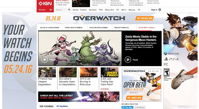 해외 게임 커뮤니티 사이트 네오가프에 올라온 IGN ‘오버워치’ 이미지 /네오가프 홈페이지 캡처