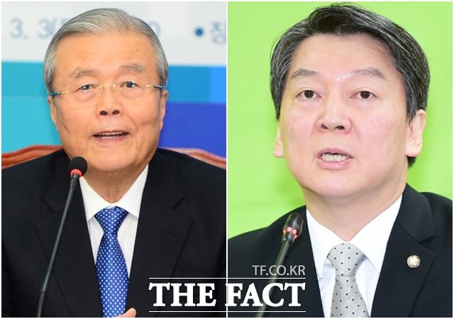 김종인(왼쪽) 더불어민주당 비상대책위원회 대표와 안철수 국민의당 상임 공동대표는 12일 당 예비후보들의 선거사무소 개소식에 들러 지원에 나선다./더팩트 DB