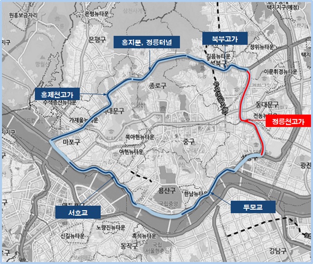 서울시가 전면통제했던 내부순환로 정릉천 고가도로 7.5km 구간의 양방향 통행을 오는 19일 0시부터 재개한다고 17일 밝혔다./서울시 제공