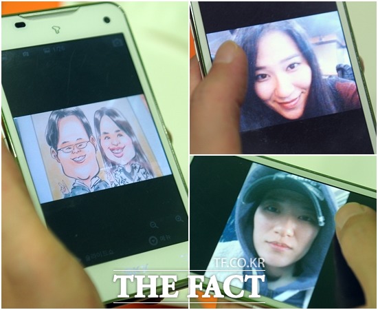 한스밴드 김한나(오른쪽)와 혼인신고를 했던 남편 이모씨가 <더팩트>에 그와의 결혼생활을 털어놨다. 사진은 이씨 휴대전화에 남겨진 김한나의 흔적. /이새롬 기자
