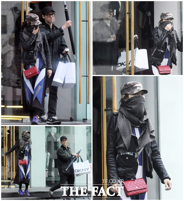 ▲ 청담동 의류매장에서 쇼핑데이트를 마치고 나오는 윤승아-김무열 커플의 다정한 모습./노시훈 기자